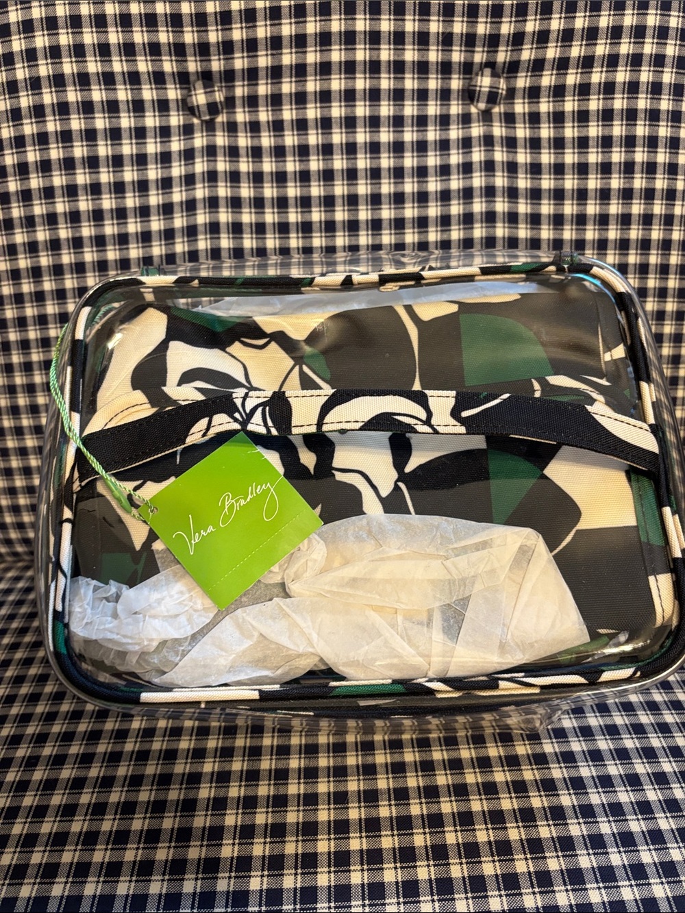 Vera Bradley Black, Green & White Floral Travel Cosmetic Bag set of three
